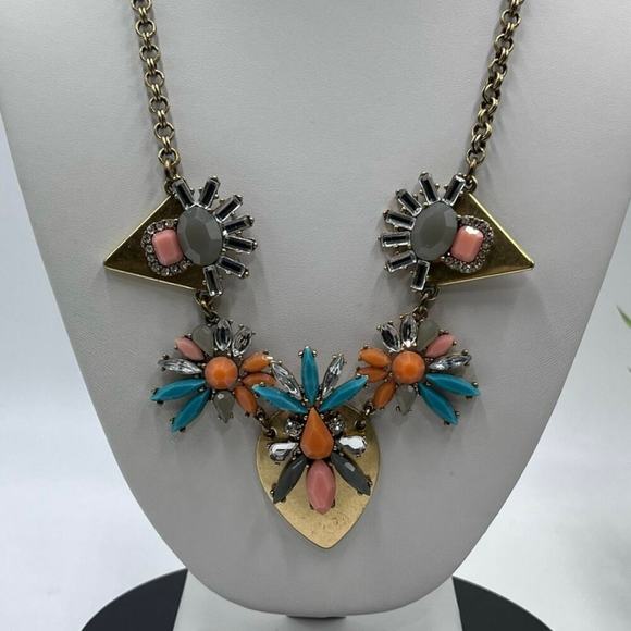 J. Crew Vintage Orange Gray
Pink Blue Statement Rhinestone
Necklace Goldtone - Picture 2 of 12